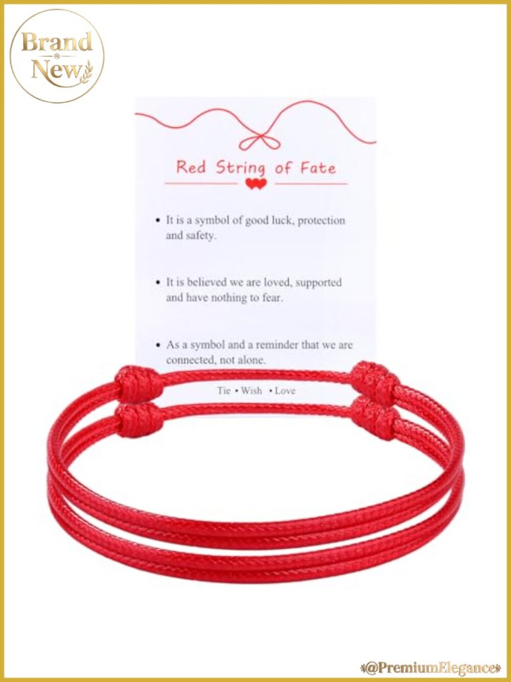 Set of 2 Red String Bracelets, Adjustable Kabbalah Protection, Waterproof, Men